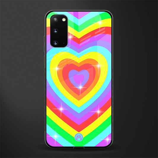 rainbow y2k hearts aesthetic glass case for samsung galaxy s20 image