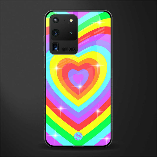 rainbow y2k hearts aesthetic glass case for samsung galaxy s20 ultra image