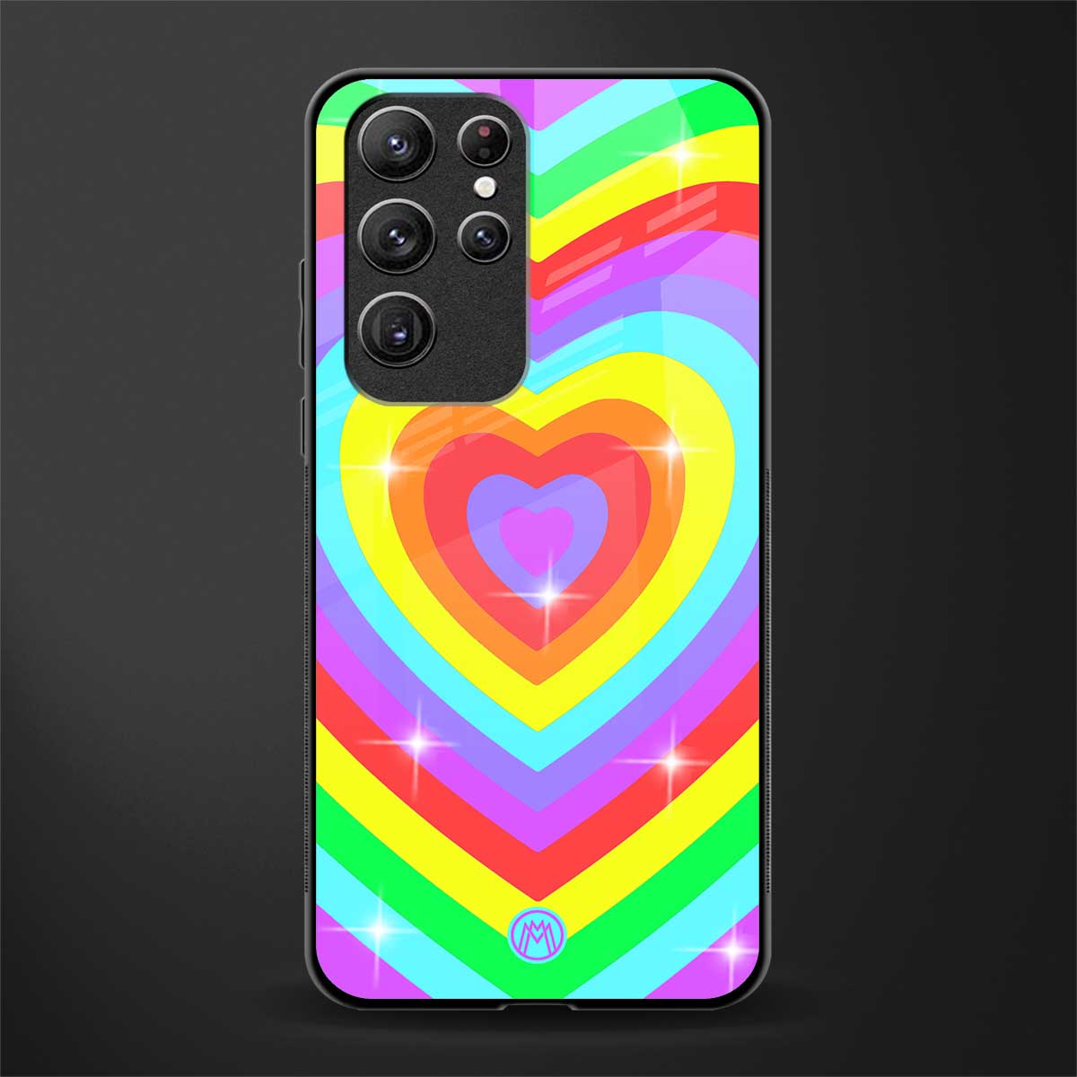rainbow y2k hearts aesthetic glass case for samsung galaxy s22 ultra 5g image