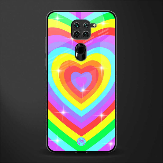 rainbow y2k hearts aesthetic glass case for redmi note 9 image
