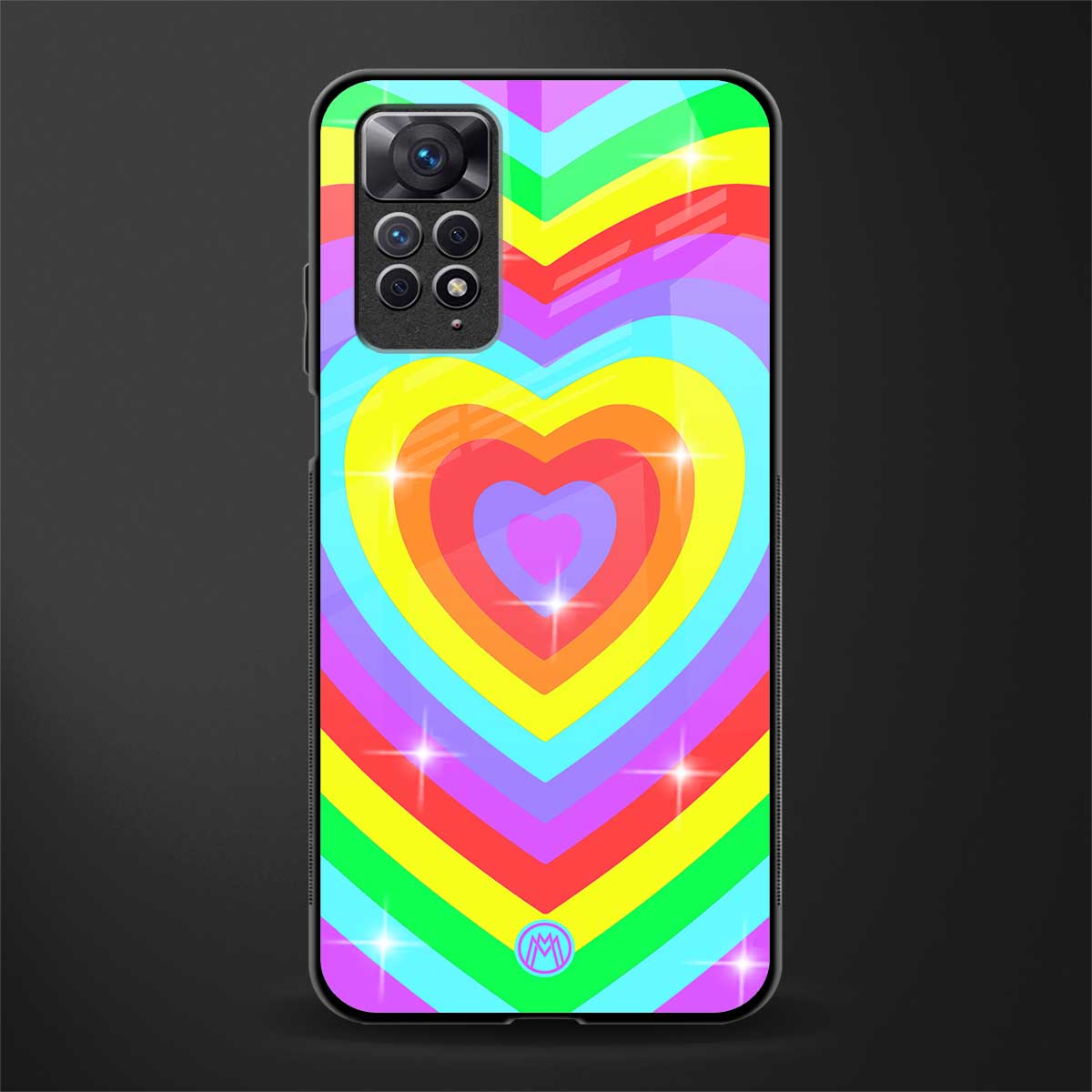 rainbow y2k hearts aesthetic glass case for redmi note 11s image