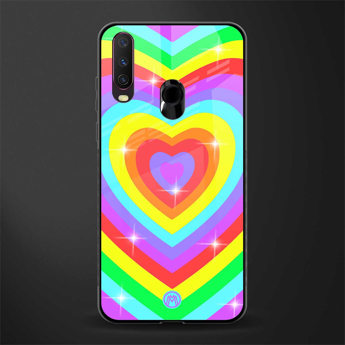 rainbow y2k hearts aesthetic glass case for vivo y17 image