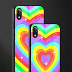 rainbow y2k hearts aesthetic glass case for vivo y1s without fingerprint image-2