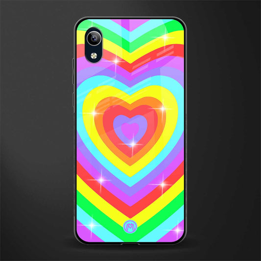 rainbow y2k hearts aesthetic glass case for vivo y1s without fingerprint image