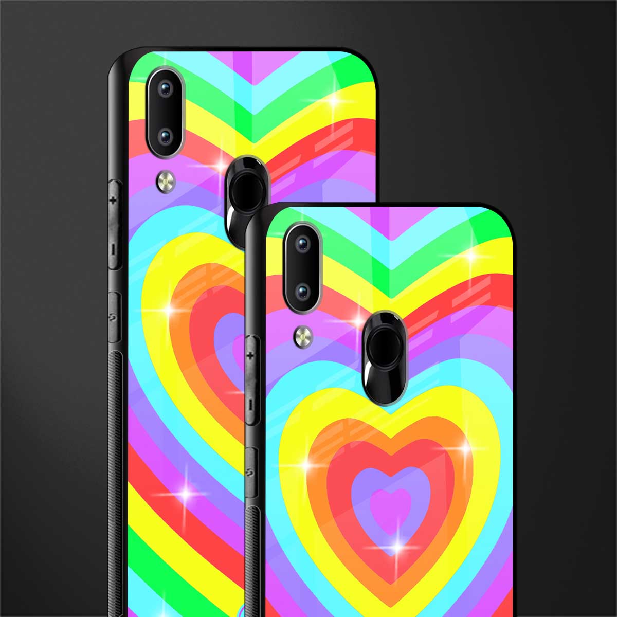 rainbow y2k hearts aesthetic glass case for vivo y91 image-2