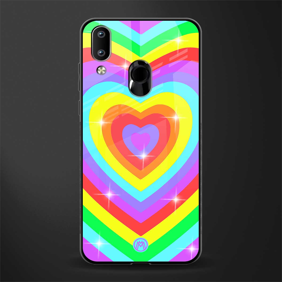 rainbow y2k hearts aesthetic glass case for vivo y93 image