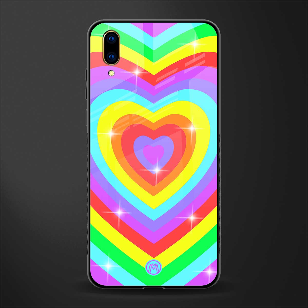 rainbow y2k hearts aesthetic glass case for vivo v11 pro image