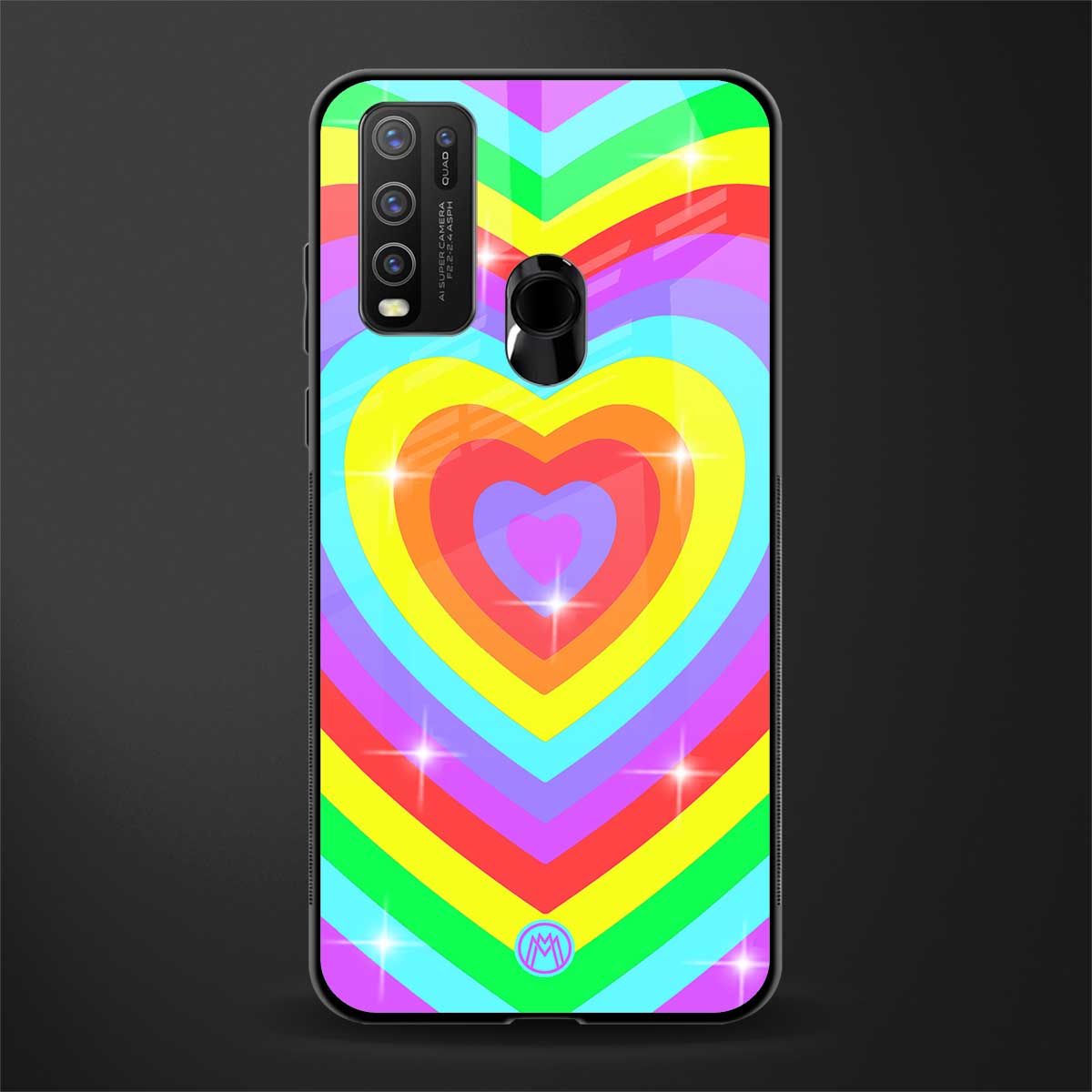 rainbow y2k hearts aesthetic glass case for vivo y50 image