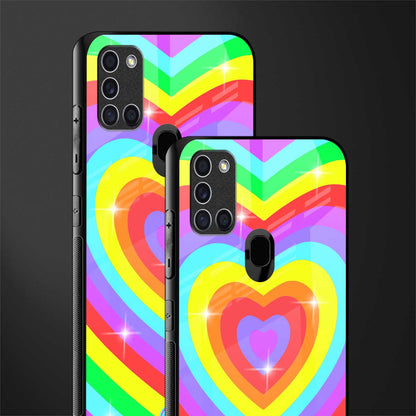 rainbow y2k hearts aesthetic glass case for samsung galaxy a21s image-2