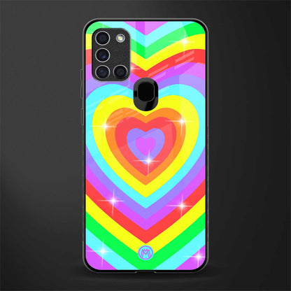 rainbow y2k hearts aesthetic glass case for samsung galaxy a21s image