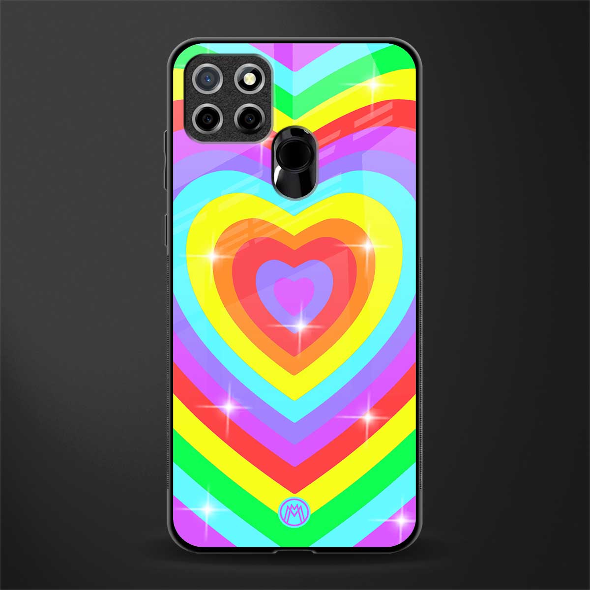 rainbow y2k hearts aesthetic glass case for realme narzo 20 image