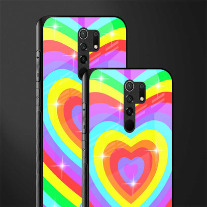 rainbow y2k hearts aesthetic glass case for redmi 9 prime image-2