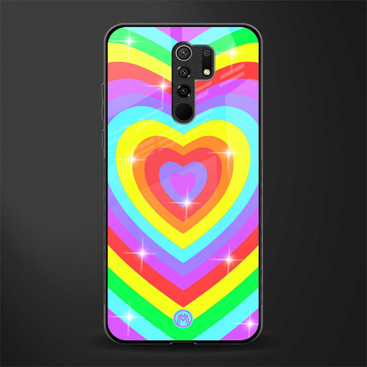rainbow y2k hearts aesthetic glass case for redmi 9 prime image