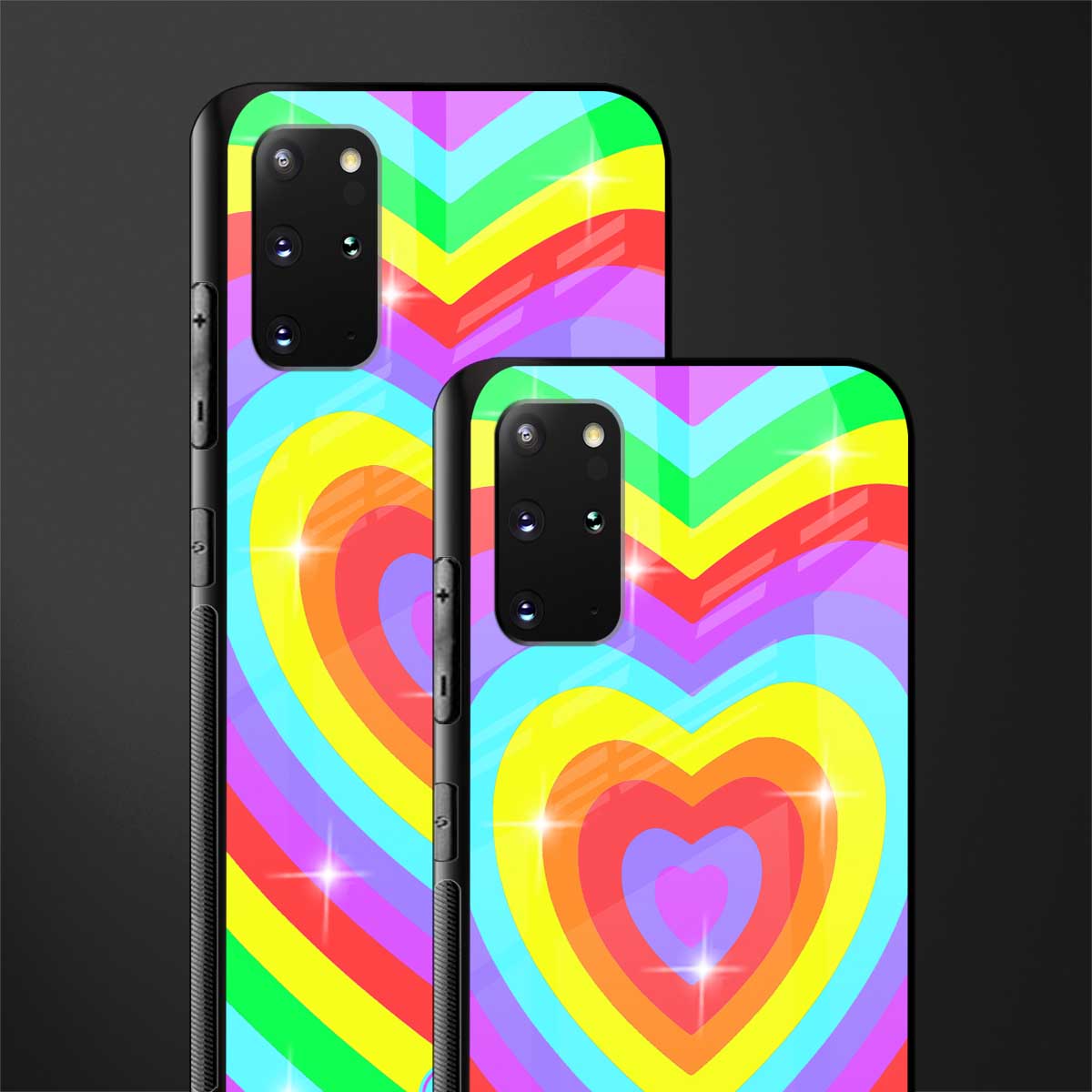 rainbow y2k hearts aesthetic glass case for samsung galaxy s20 plus image-2