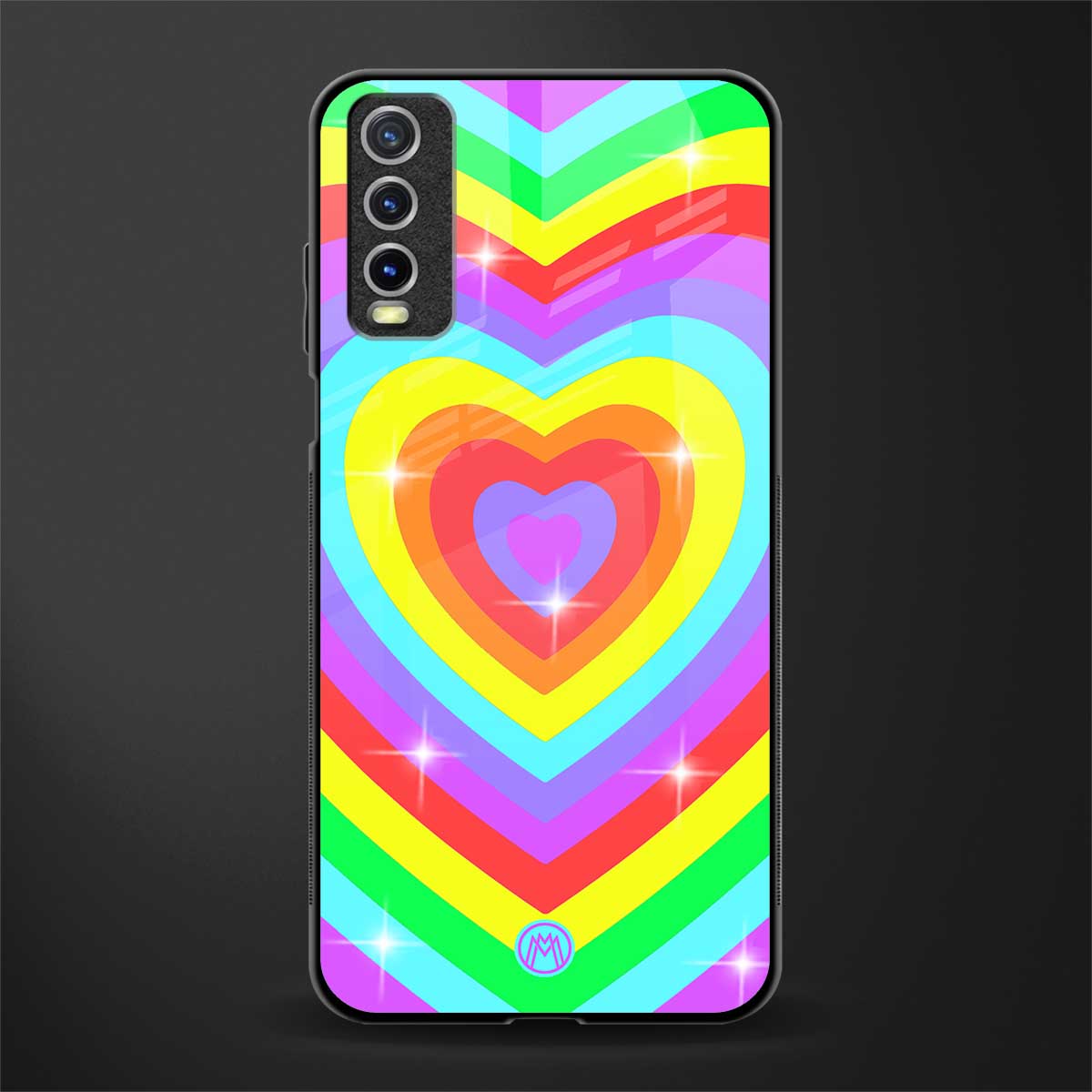 rainbow y2k hearts aesthetic glass case for vivo y20i vivo y20t image