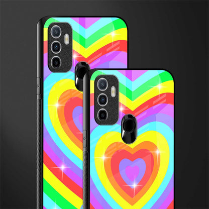 rainbow y2k hearts aesthetic glass case for oppo a53 image-2