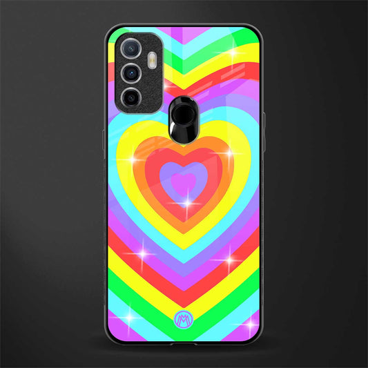 rainbow y2k hearts aesthetic glass case for oppo a53 image