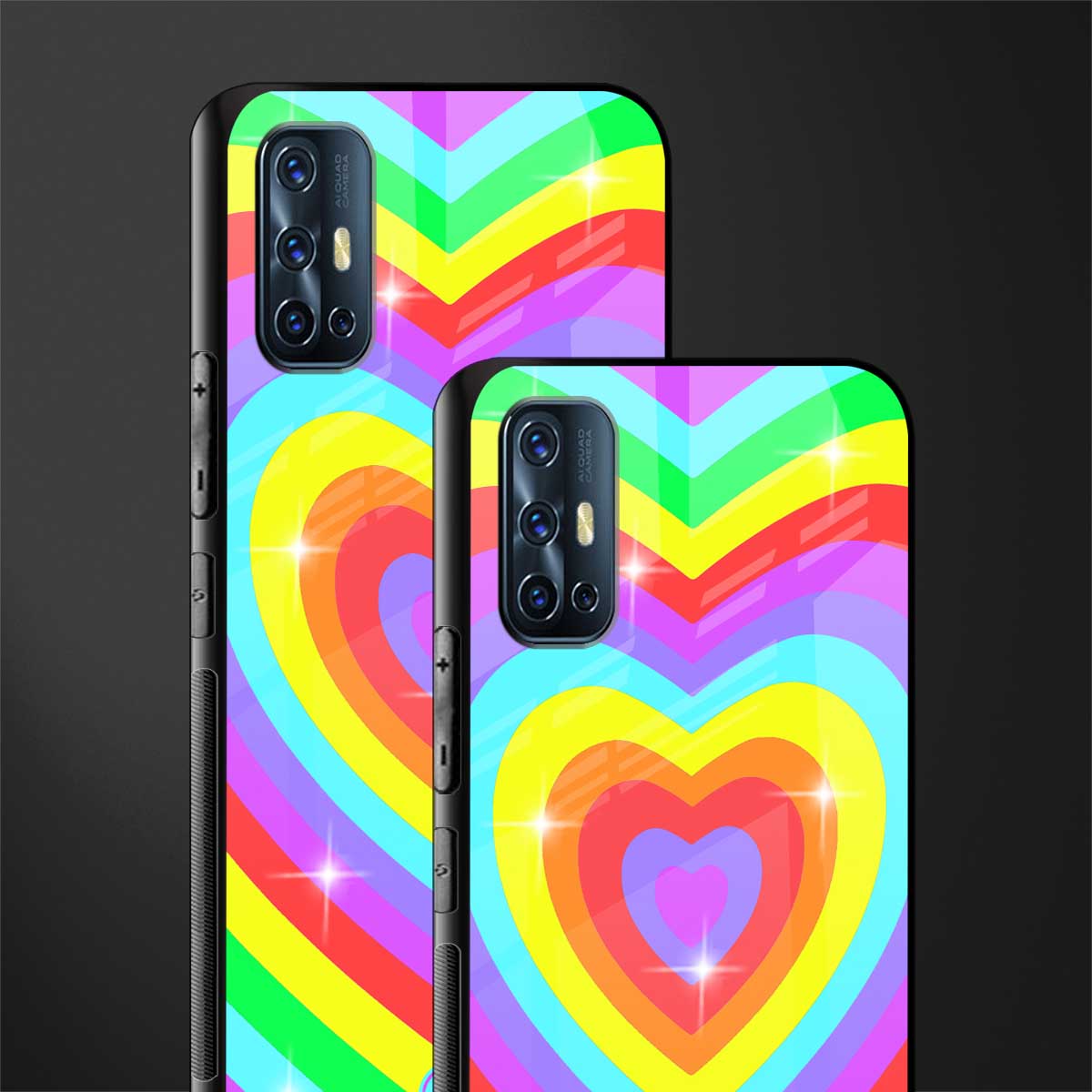 rainbow y2k hearts aesthetic glass case for vivo v17 image-2