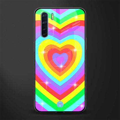 rainbow y2k hearts aesthetic glass case for oppo f15 image