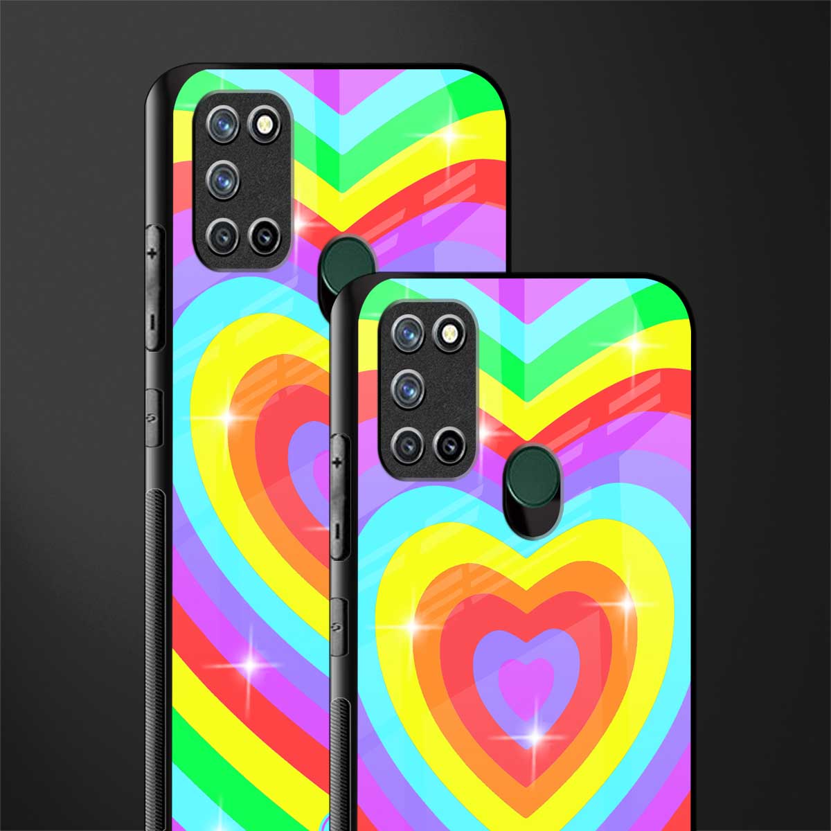 rainbow y2k hearts aesthetic glass case for realme 7i image-2