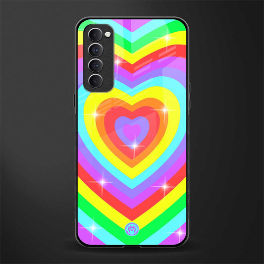 rainbow y2k hearts aesthetic glass case for oppo reno 4 pro image