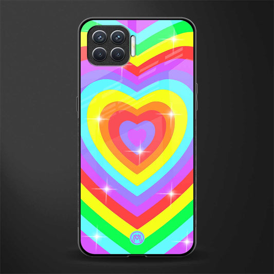 rainbow y2k hearts aesthetic glass case for oppo f17 image
