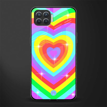 rainbow y2k hearts aesthetic glass case for oppo f17 pro image