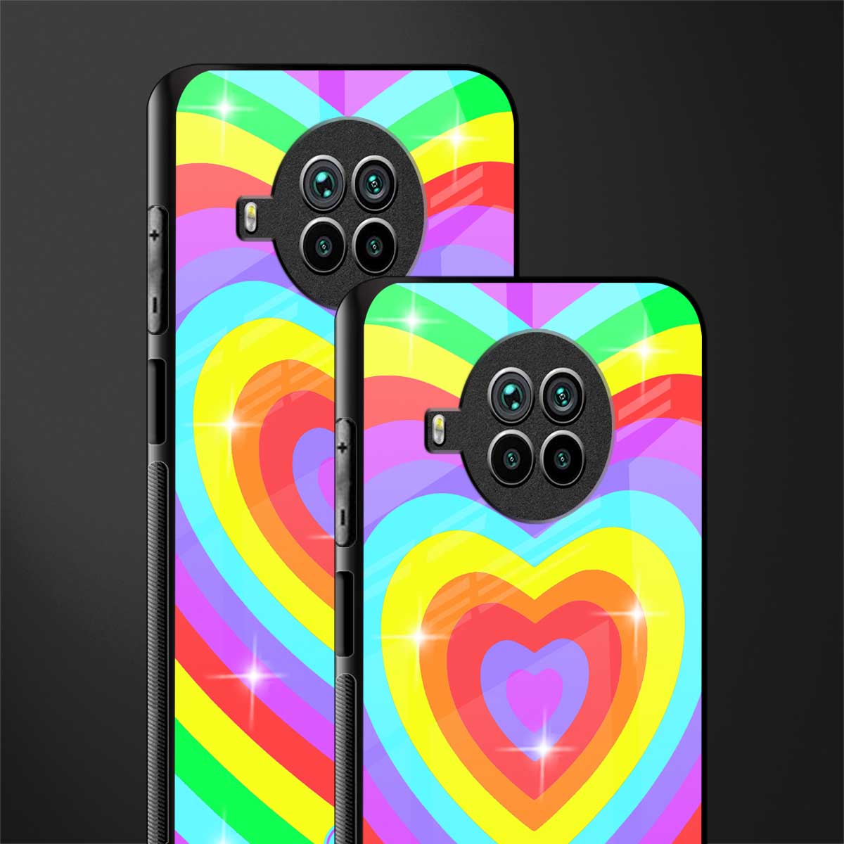 rainbow y2k hearts aesthetic glass case for mi 10i image-2