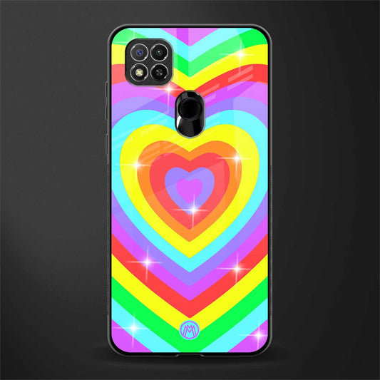 rainbow y2k hearts aesthetic glass case for redmi 9 image