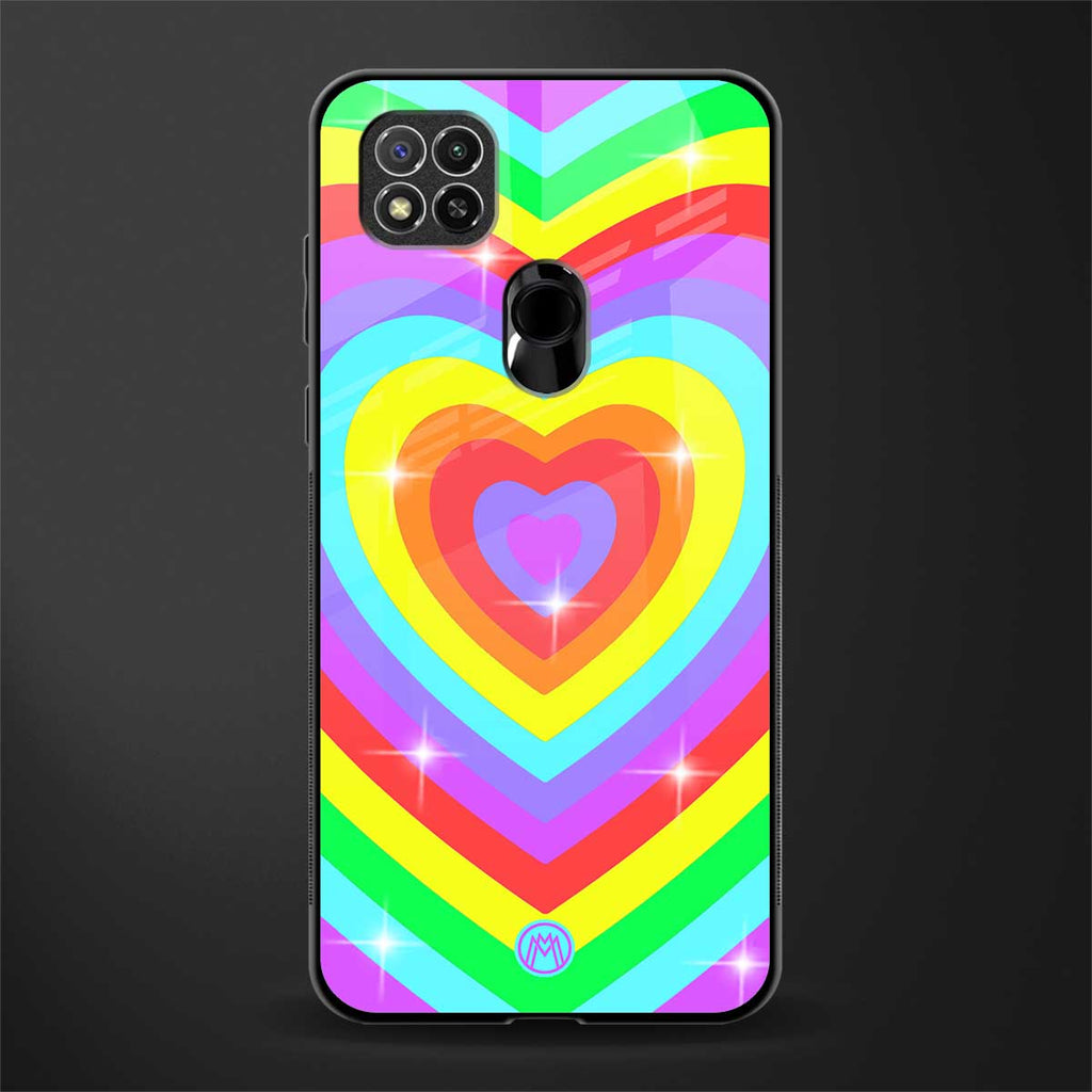 rainbow y2k hearts aesthetic glass case for redmi 9c image