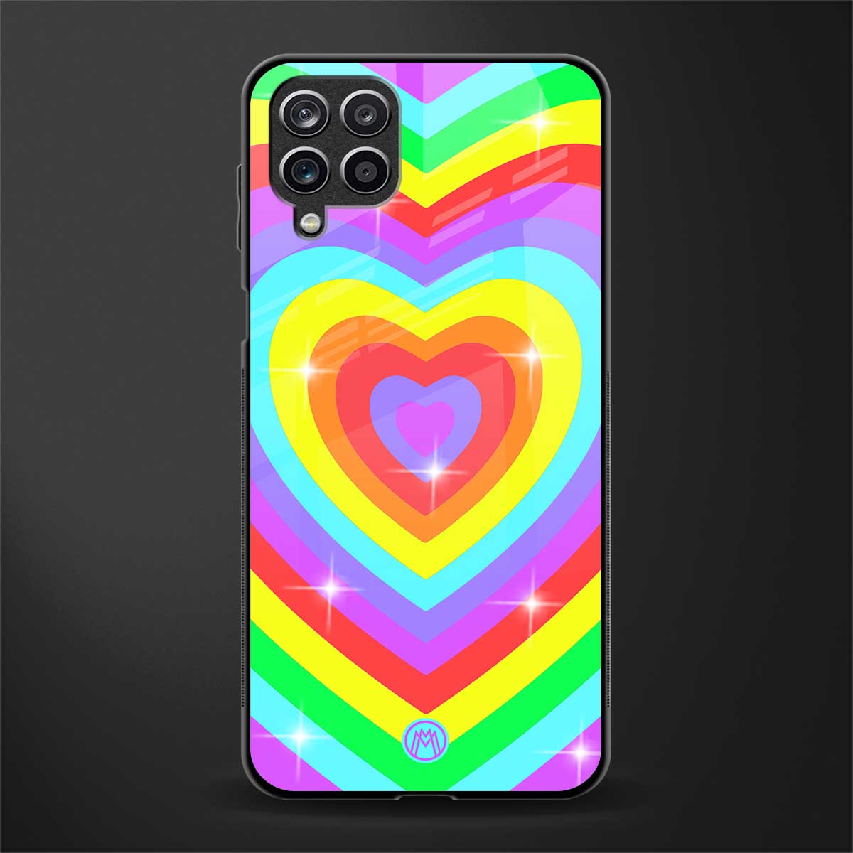 rainbow y2k hearts aesthetic glass case for samsung galaxy a12 image