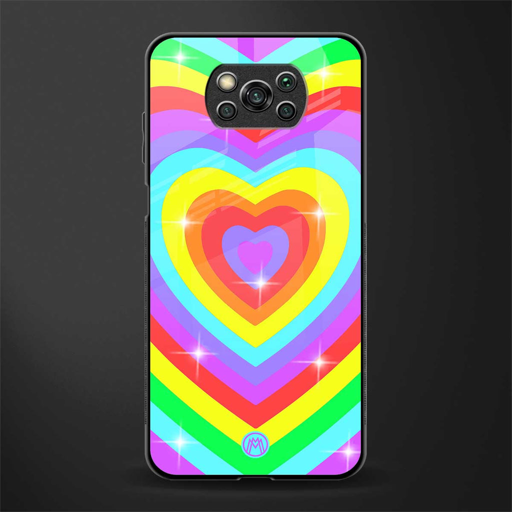 rainbow y2k hearts aesthetic glass case for poco x3 image