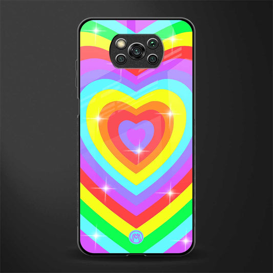 rainbow y2k hearts aesthetic glass case for poco x3 pro image