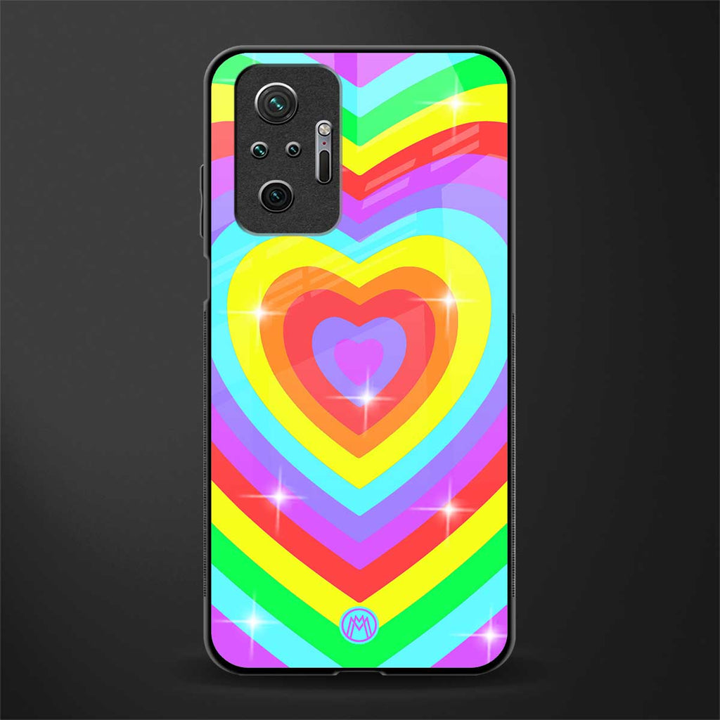 rainbow y2k hearts aesthetic glass case for redmi note 10 pro max image