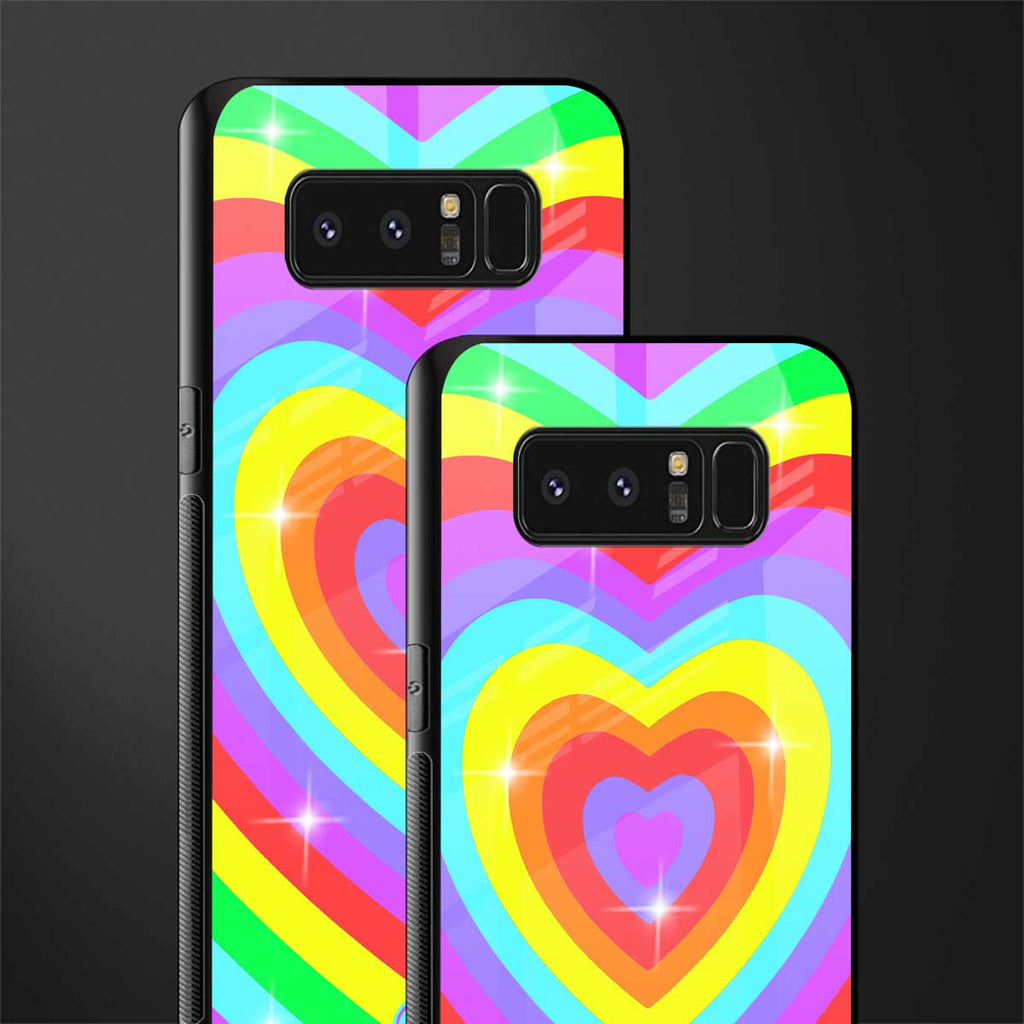 rainbow y2k hearts aesthetic glass case for samsung galaxy note 8 image-2