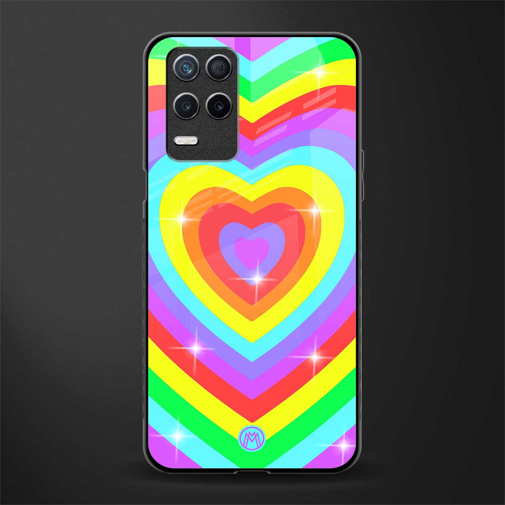 rainbow y2k hearts aesthetic glass case for realme narzo 30 5g image