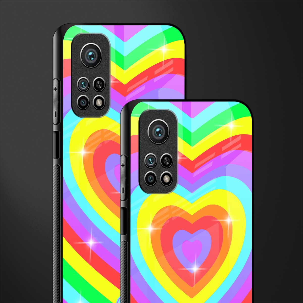 rainbow y2k hearts aesthetic glass case for mi 10t 5g image-2