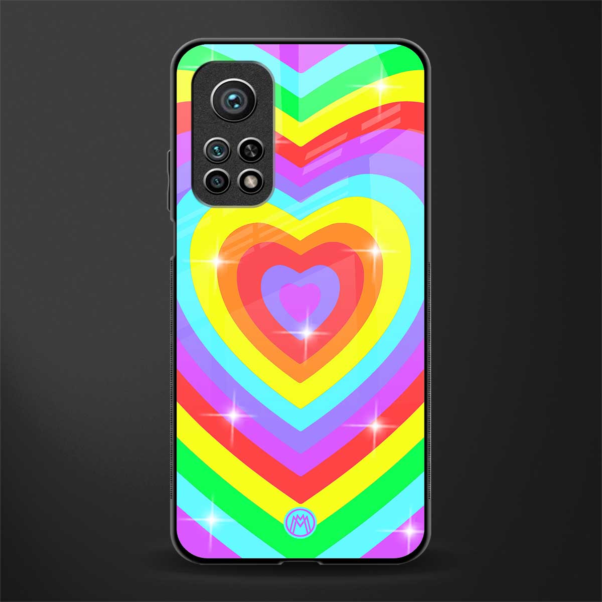 rainbow y2k hearts aesthetic glass case for mi 10t 5g image