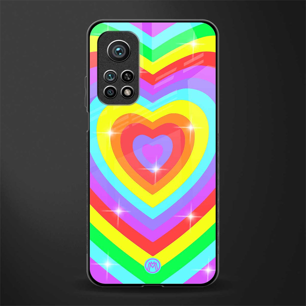 rainbow y2k hearts aesthetic glass case for mi 10t pro image