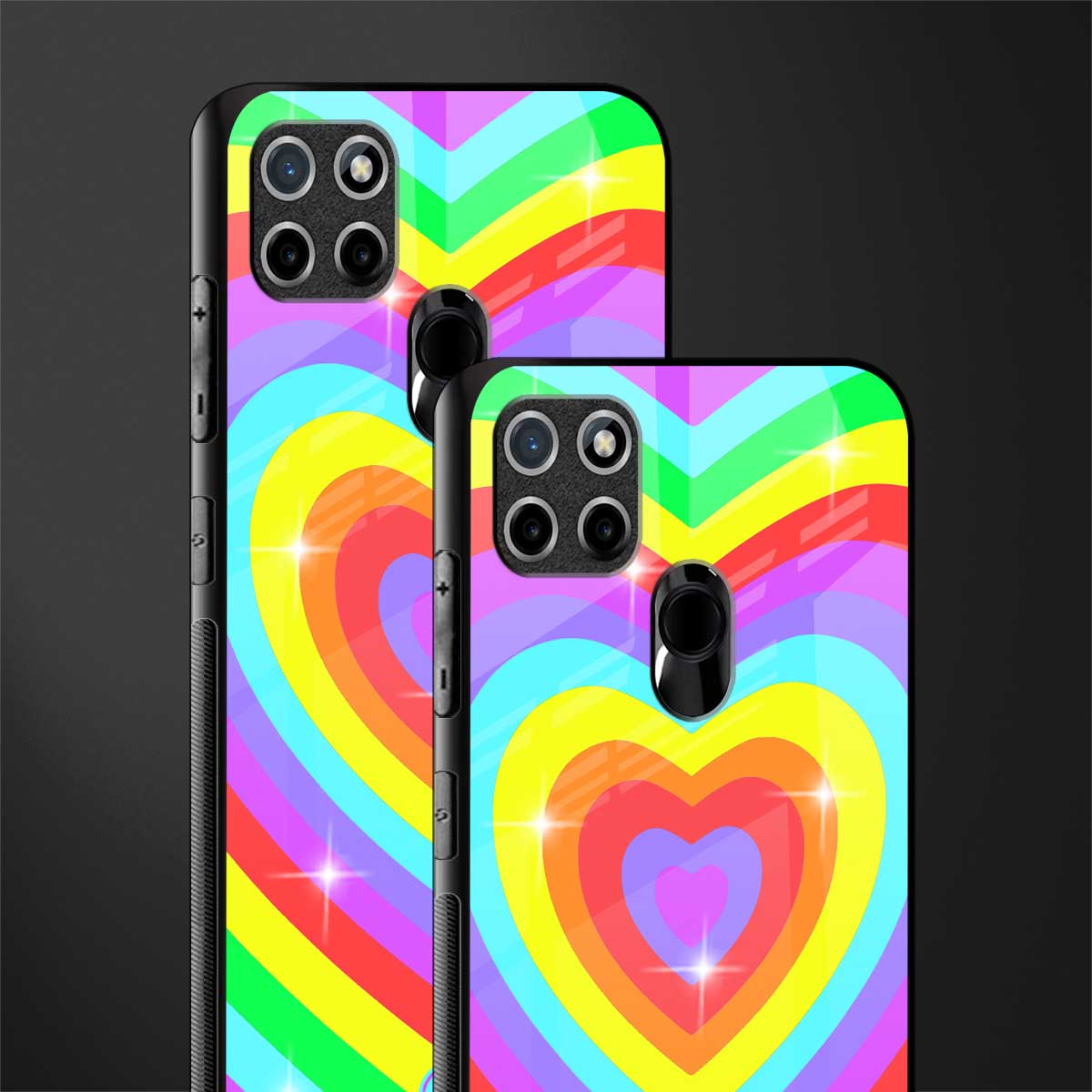 rainbow y2k hearts aesthetic glass case for realme c21 image-2