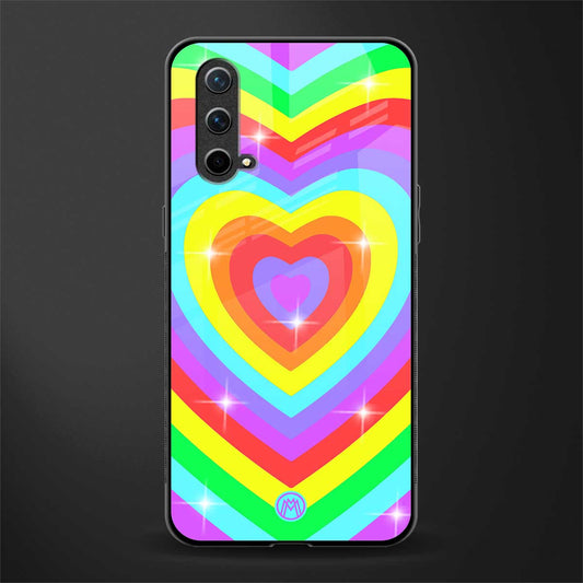 rainbow y2k hearts aesthetic glass case for oneplus nord ce 5g image