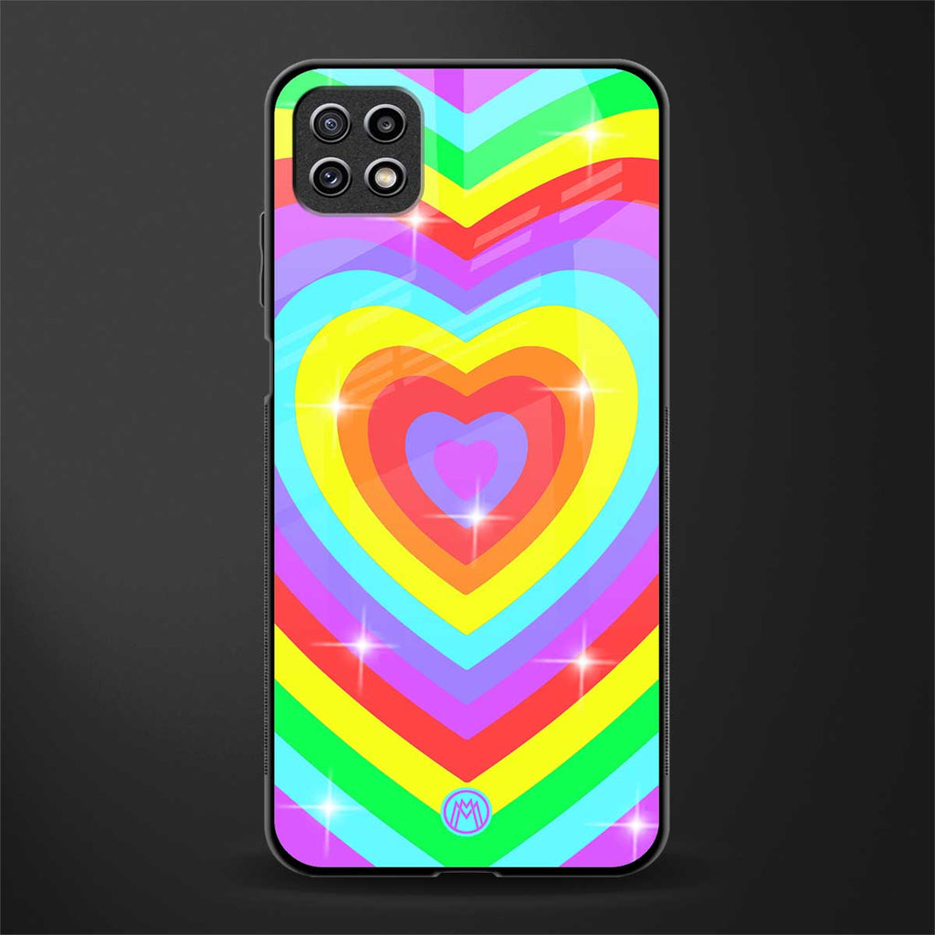 rainbow y2k hearts aesthetic glass case for samsung galaxy a22 5g image