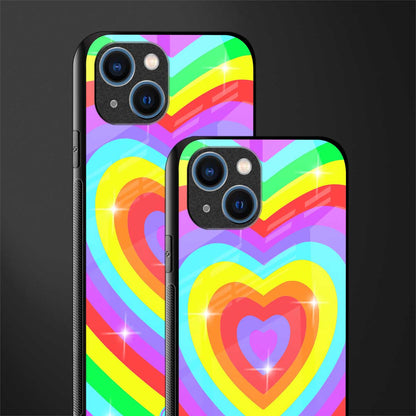 rainbow y2k hearts aesthetic glass case for iphone 13 image-2
