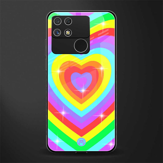 rainbow y2k hearts aesthetic back phone cover | glass case for realme narzo 50a