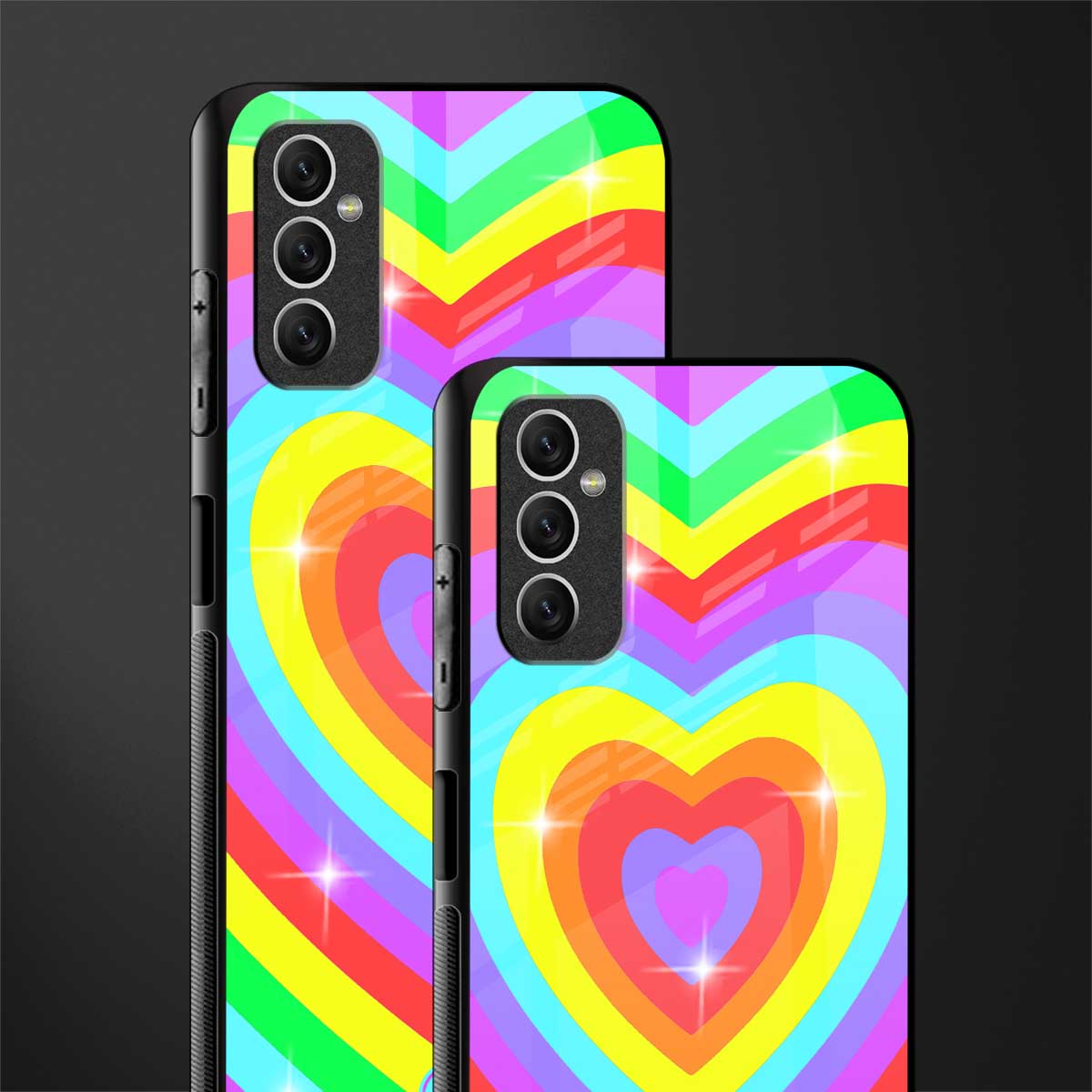 rainbow y2k hearts aesthetic glass case for samsung galaxy m52 5g image-2