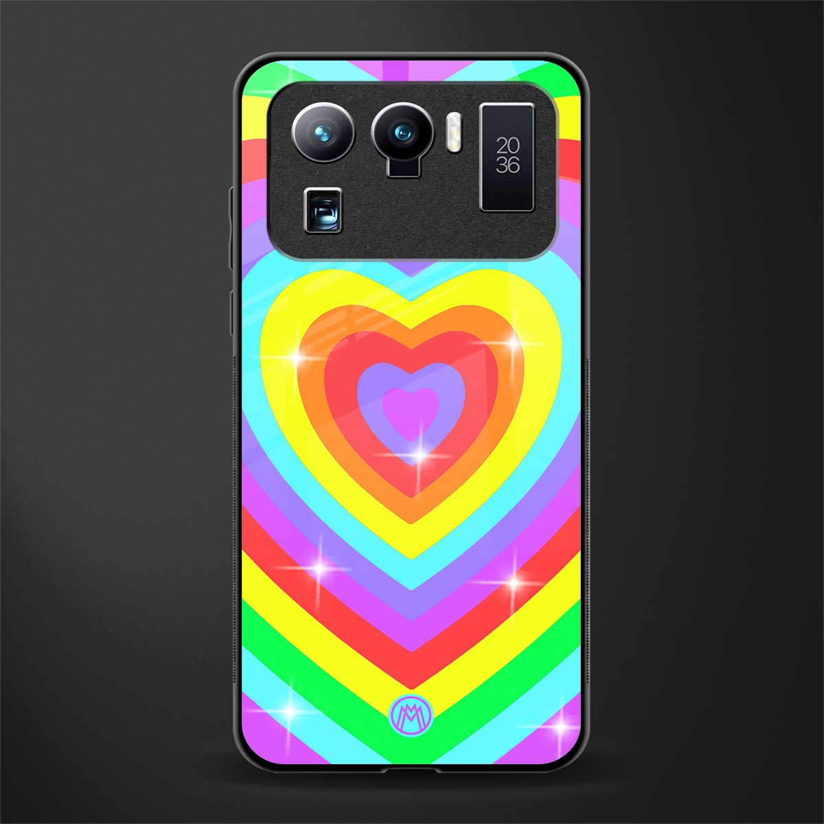 rainbow y2k hearts aesthetic glass case for mi 11 ultra 5g image