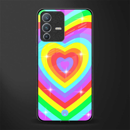 rainbow y2k hearts aesthetic glass case for vivo v23 pro 5g image