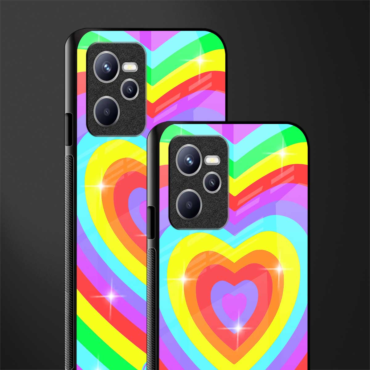 rainbow y2k hearts aesthetic glass case for realme c35 image-2
