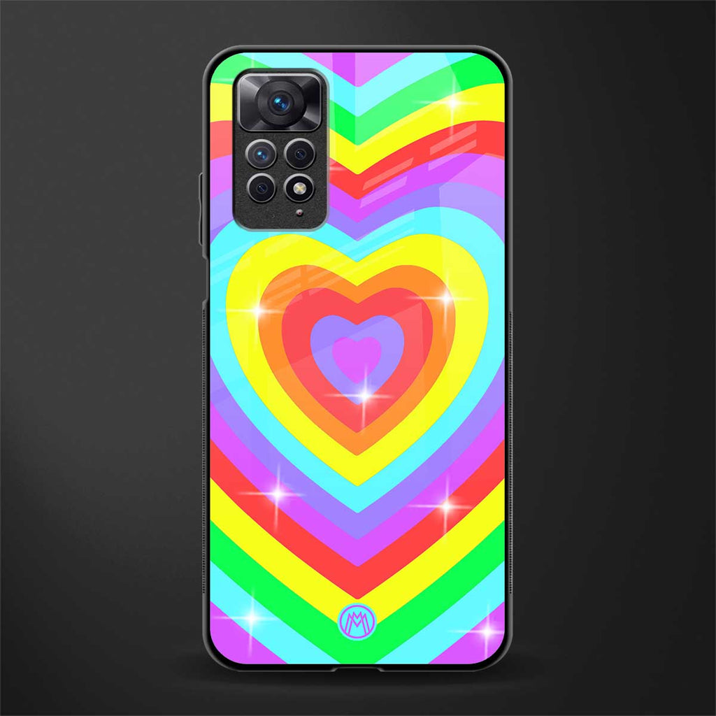 rainbow y2k hearts aesthetic back phone cover | glass case for redmi note 11 pro plus 4g/5g