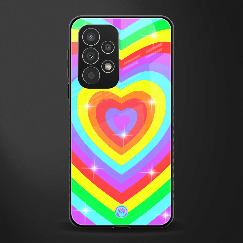 rainbow y2k hearts aesthetic back phone cover | glass case for samsung galaxy a73 5g